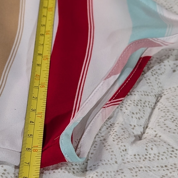 Maurices‎ S silky red/blue/tan/white striped spaghetti strap summer tank - Picture 5 of 6